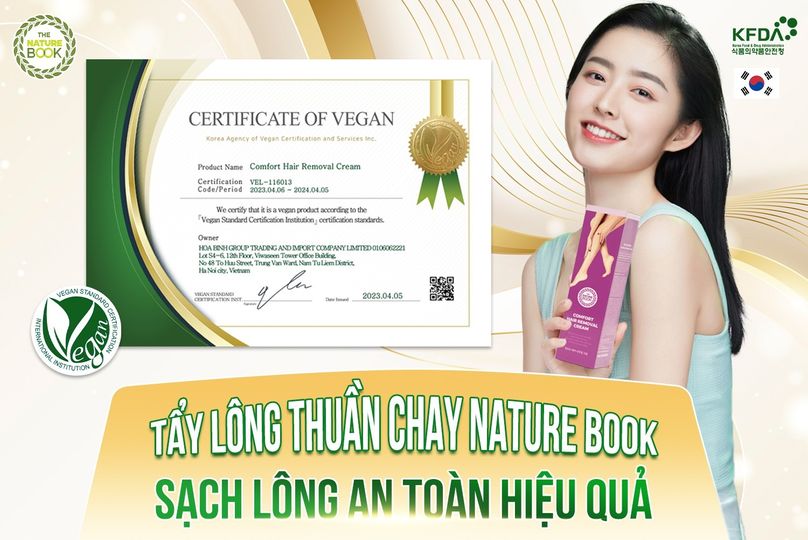 Tẩy lông Nature Book đạt tiêu chuẩn thuần chay quốc tế