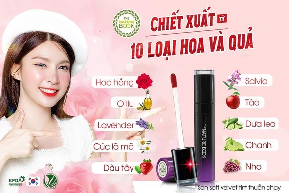 Lý do khiến em Son môi thuần chay Nature Book soft velvet tint có hương trái cây