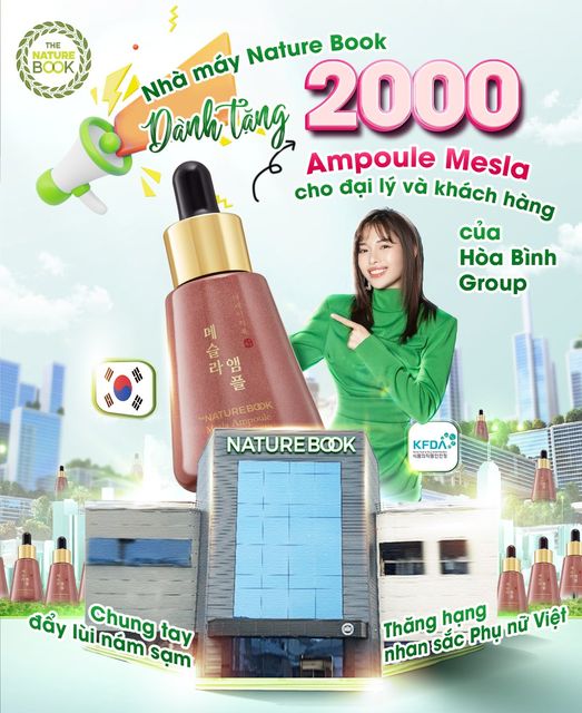 Nhà máy Nature Book tặng 2000 Ampoule Nám cho Đại Lý và Khách hàng HÒA BÌNH GROUP! 