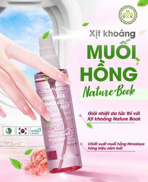 Giải nhiệt da tức thì với xịt khoáng muối hồng Himalaya Nature Book 