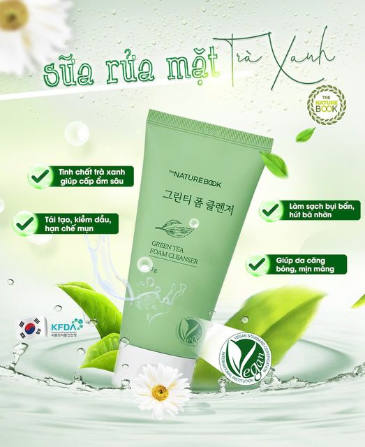 Sữa Rửa Mặt Trà Xanh Thuần Chay Nature Book: Cho Da Xinh Hơn Cả Mong Đợi! 