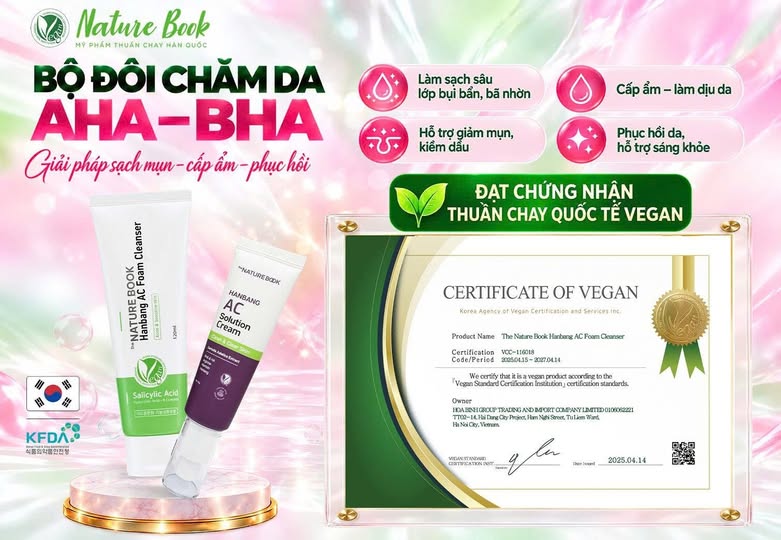 1 COMBO AHA/BHA NATURE BOOK – 4 LỢI ÍCH CHĂM DA MỖI NGÀY: SẠCH THOÁNG – CẤP ẨM – KIỀM DẦU – PHỤC HỒI!
