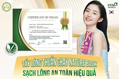 Tẩy lông Nature Book chính thức đạt tiêu chuẩn thuần chay quốc tế