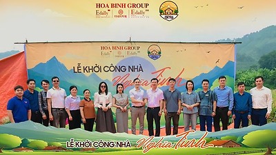 HÒA BÌNH GROUP TỔ CHỨC LỄ KHỞI CÔNG NGÔI NHÀ NGHĨA TÌNH ĐẦU TIÊN CỦA LÀNG GIYA -  TRONG TỔNG SỐ 10 NGÔI NHÀ GIAI ĐOẠN 01